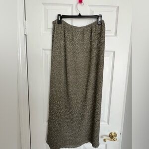 Textured Green White Polka Dot Straight Maxi Skirt